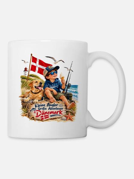 Kleine Angler Große Abenteuer Dänemark - Tasse - Weiß