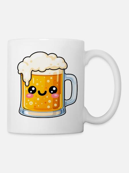 Kawaii Bierkrug Jubel - Tasse - Weiß