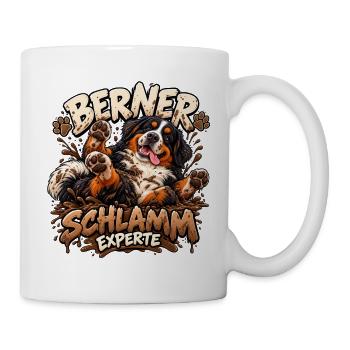 Berner Sennenhund im Schlammabenteuer - Tasse - Weiß - Rechts