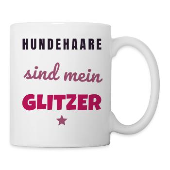 Hundehaare sind mein Glitzer Hunde Spruch - Tasse - Weiß - Rechts