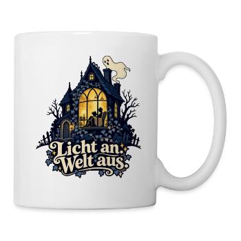 Spukhaus für Nachtleser: Licht an, Welt aus - Tasse - Weiß - Rechts