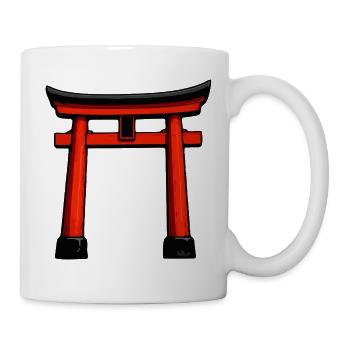 Roter Shinto Torii Gate Design - Tasse - Weiß - Rechts