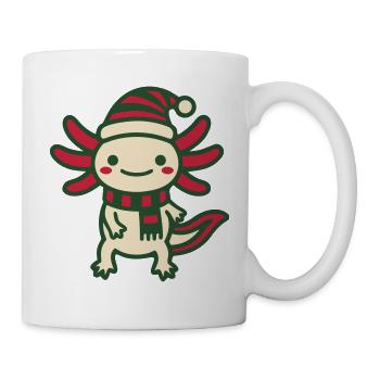Weihnachts Axolotl Clipart - Tasse - Weiß - Rechts