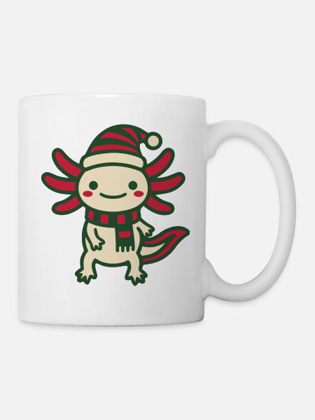Weihnachts Axolotl Clipart - Tasse - Weiß