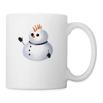 Punk Schneemann - Irokese aus Karotten - Tasse - Weiß - Rechts
