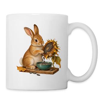Kaninchen sammelt Sonnenblumensamen - Tasse - Weiß - Rechts