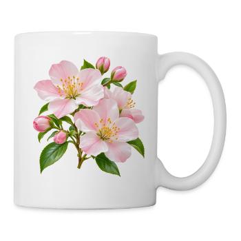 Rosa Apfelblüten-Blüten-Floral - Tasse - Weiß - Rechts
