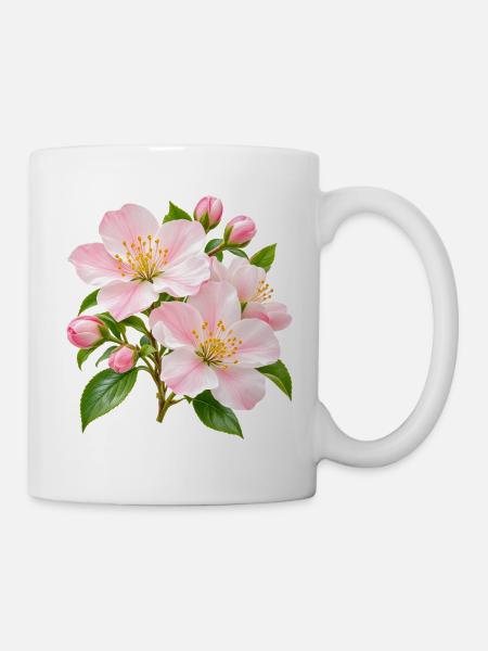 Rosa Apfelblüten-Blüten-Floral - Tasse - Weiß