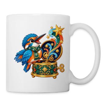Eisvogel mit Kometen-Spieluhr - Tasse - Weiß - Rechts