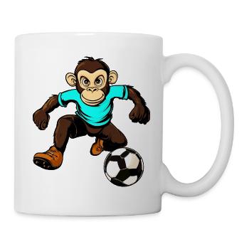 Fussballer Affe - Tasse - Weiß - Rechts