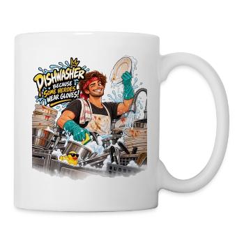 Hero Dishwasher Grüne Handschuhe - Tasse - Weiß - Rechts
