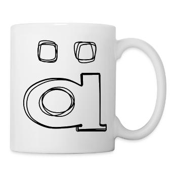 Kleinbuchstabe ä handgezeichnet - Tasse - Weiß - Rechts
