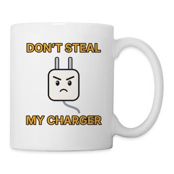 Ladekabel – Don’t steal my charger – Büro lustig - Tasse - Weiß - Rechts