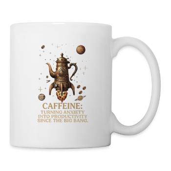 Lustiges Kaffee Shirt, Caffeine Steampunk - Tasse - Weiß - Rechts