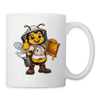 Hummel als Imker – Lustiges Bienenmotiv - Tasse - Weiß - Rechts
