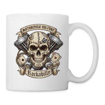 Rockabilly Totenkopf Moto Kultur - Tasse - Weiß - Rechts