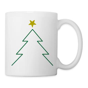 Weihnachtsbaum mit Stern - Schlichter Tannenbaum - Tasse - Weiß - Rechts