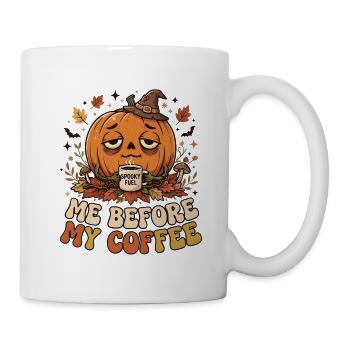 Halloween Kürbis mit Kaffee - Tasse - Weiß - Rechts