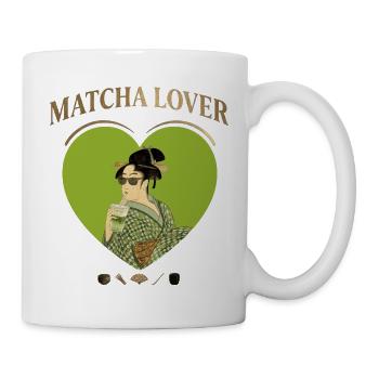 Japanese Matcha Lover Utamaro Ukiyo-e Parody - Tasse - Weiß - Rechts
