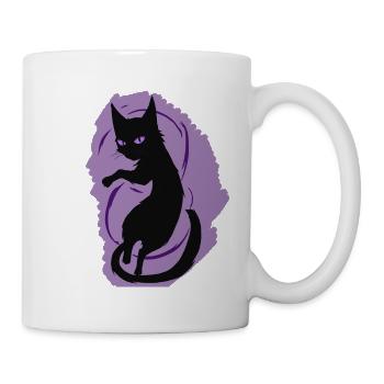 Mitternachtskatzen-Silhouette - Tasse - Weiß - Rechts