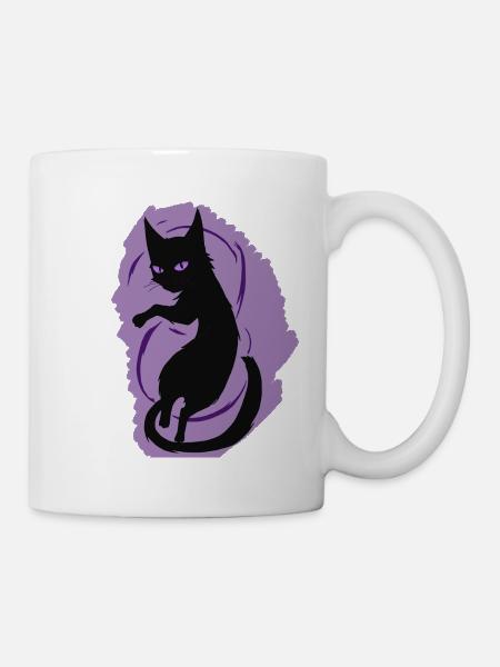 Mitternachtskatzen-Silhouette - Tasse - Weiß