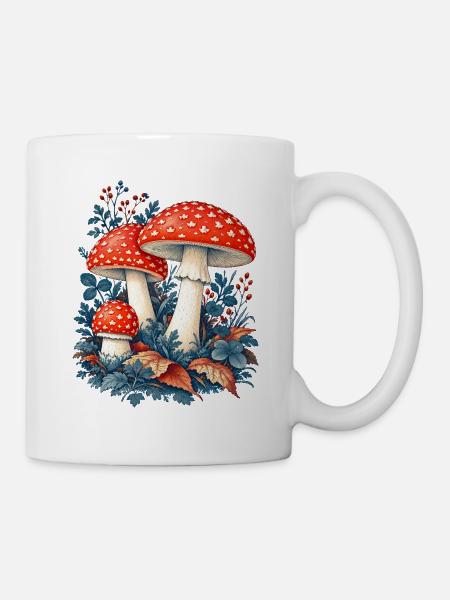 Fly Agaric Blue Laubshirt - Tasse - Weiß