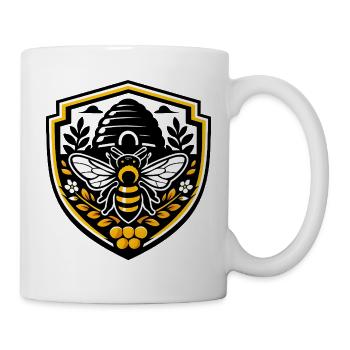 Bienenemblem Schild - Tasse - Weiß - Rechts