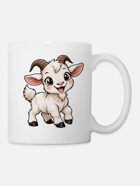 Ziege Kawaii Style – Süßes Bauernhoftier - Tasse - Weiß