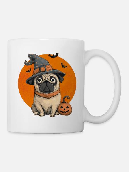 Mops Halloween - Tasse - Weiß