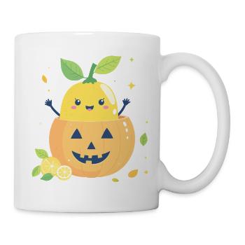 Zitrone im Halloween-Kürbis - Tasse - Weiß - Rechts