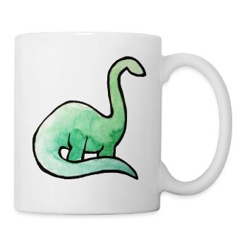 Smaragdgrünes Dino-Aquarell - Tasse - Weiß - Rechts