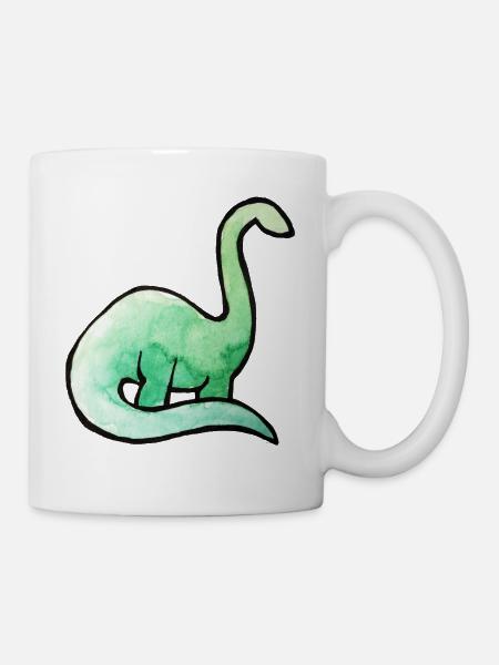 Smaragdgrünes Dino-Aquarell - Tasse - Weiß