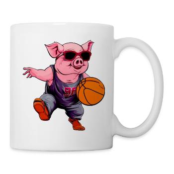 Basketball Schwein - Tasse - Weiß - Rechts