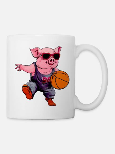 Basketball Schwein - Tasse - Weiß