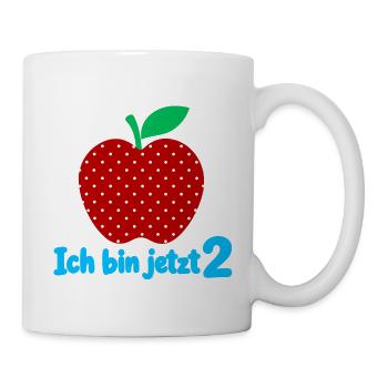 Ich bin jetzt 2 mit Apfelmotiv - Tasse - Weiß - Rechts