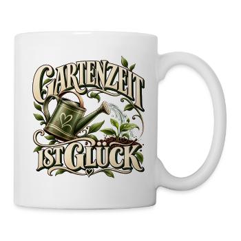 Gartenzeit ist Glück Geschenk Hobbygärtner Garten - Tasse - Weiß - Rechts