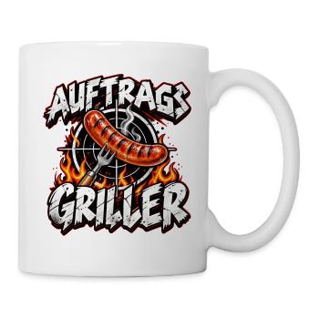 Auftragsgriller Feuer Wurst Action - Tasse - Weiß - Rechts