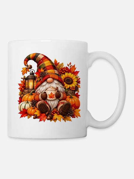 Herbst-Gnom-Cozy Cup-Szene - Tasse - Weiß
