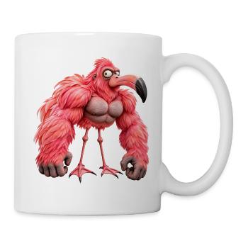 Muscular Flamingo – Verrückter Gorilla und Humor - Tasse - Weiß - Rechts