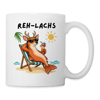 "Reh-Lachs" / Relax - Witziges Wortspiel - Tasse - Weiß - Rechts