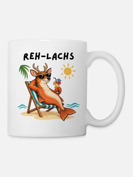 "Reh-Lachs" / Relax - Witziges Wortspiel - Tasse - Weiß