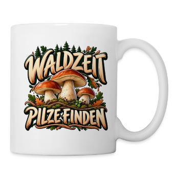 Pilze sammeln: Ruhe im Wald | Pilzsammler Geschenk - Tasse - Weiß - Rechts