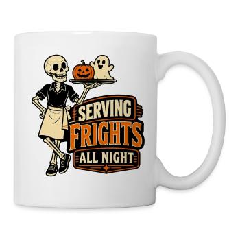 Lustiger Skelettkoch serviert die ganze Nacht Fright - Tasse - Weiß - Rechts