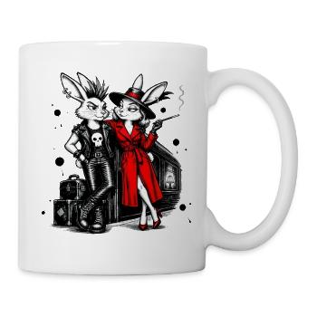 Bunny Punk Serie: Noir Hasenduo: Punk & Verführung - Tasse - Weiß - Rechts