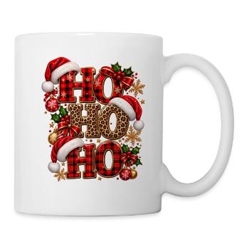Ho Ho Ho Festlicher Karierter Leopard - Tasse - Weiß - Rechts