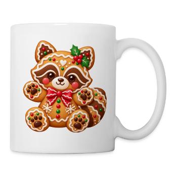 Weihnachtlicher Lebkuchen-Waschbär  - Tasse - Weiß - Rechts