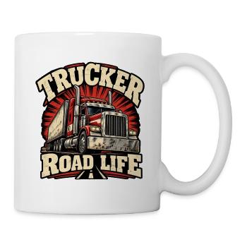 Trucker Road Life Vintage-Grafik - Tasse - Weiß - Rechts