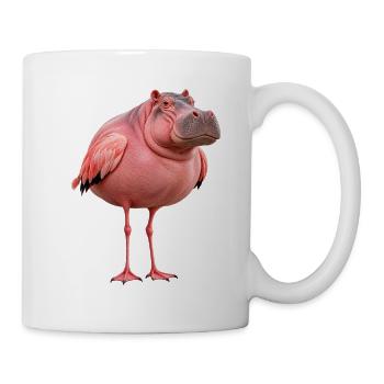Flamingo-Nilpferd – lustiges Hybridtier - Tasse - Weiß - Rechts