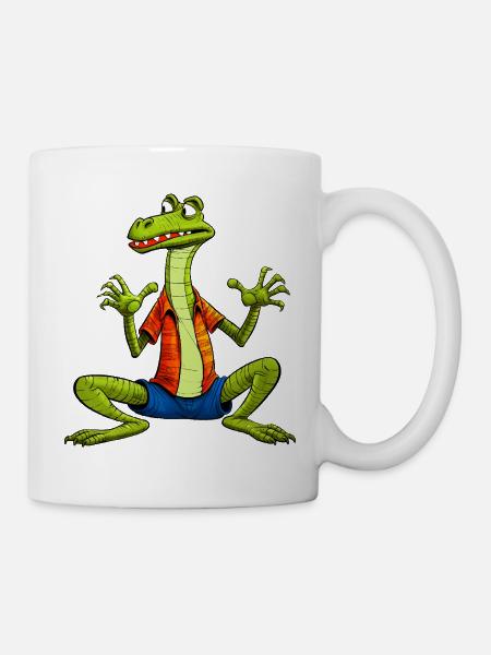 Eidechsen Yoga - Tasse - Weiß