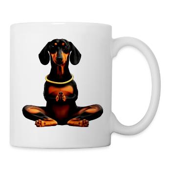 Dackel Yoga Doga - Tasse - Weiß - Rechts